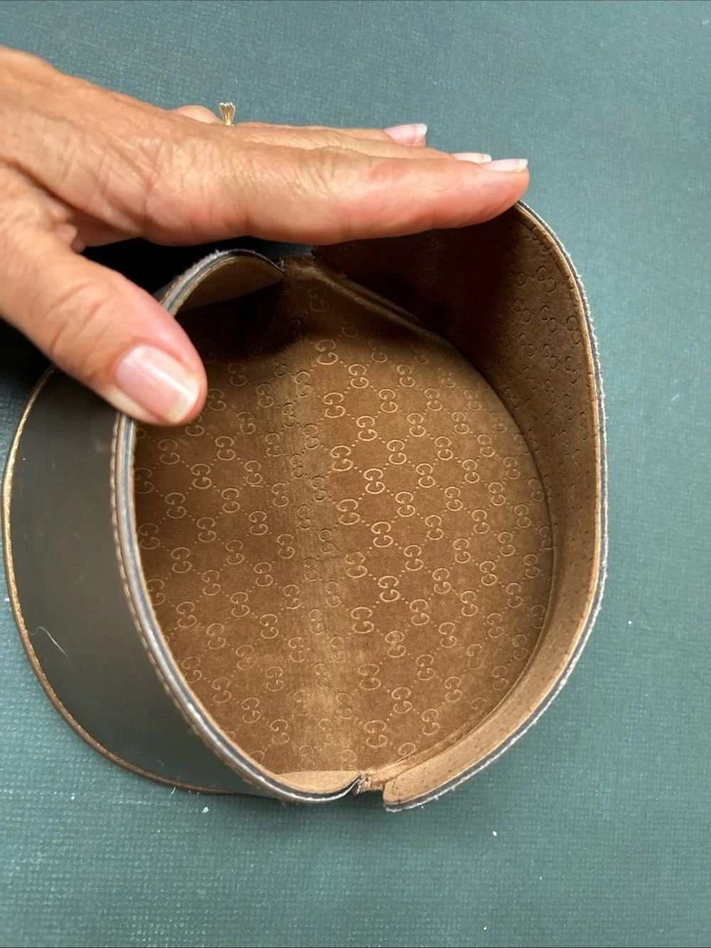 Gucci Guccissima Sunglasses soft clamshell Case in Metallic Bronze Gold brown